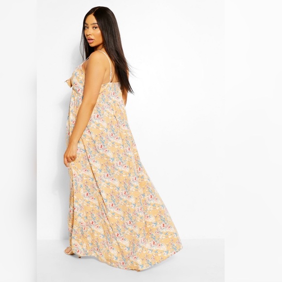 NWT Boohoo | Sleeveless Tie Front Floral Maxi Dres - Picture 2 of 6